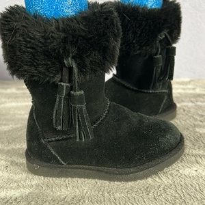 Seven7 black suede leather faux fur toddler winter boots sz 8